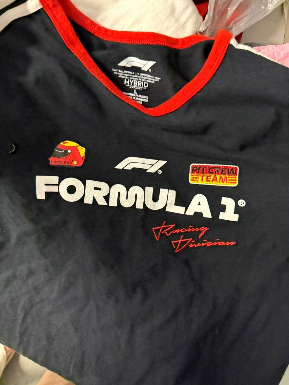 Formula 1 Racing Division Crew Tee - Black with Red Trim size large NWT